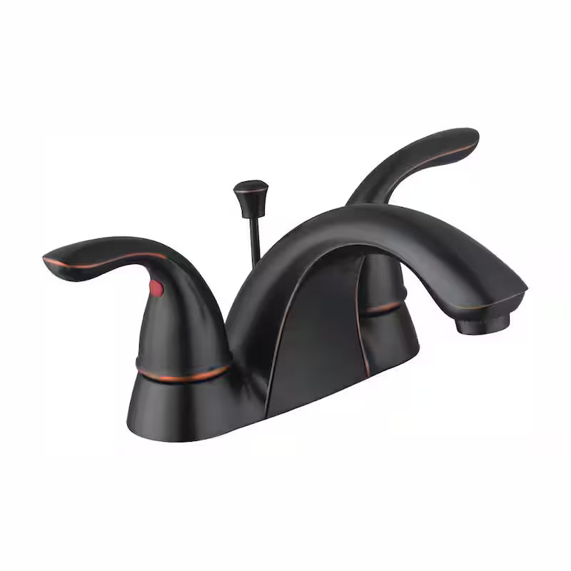 4 in. Double Handle Low-Arc Bathroom Faucet in Bronze B60553