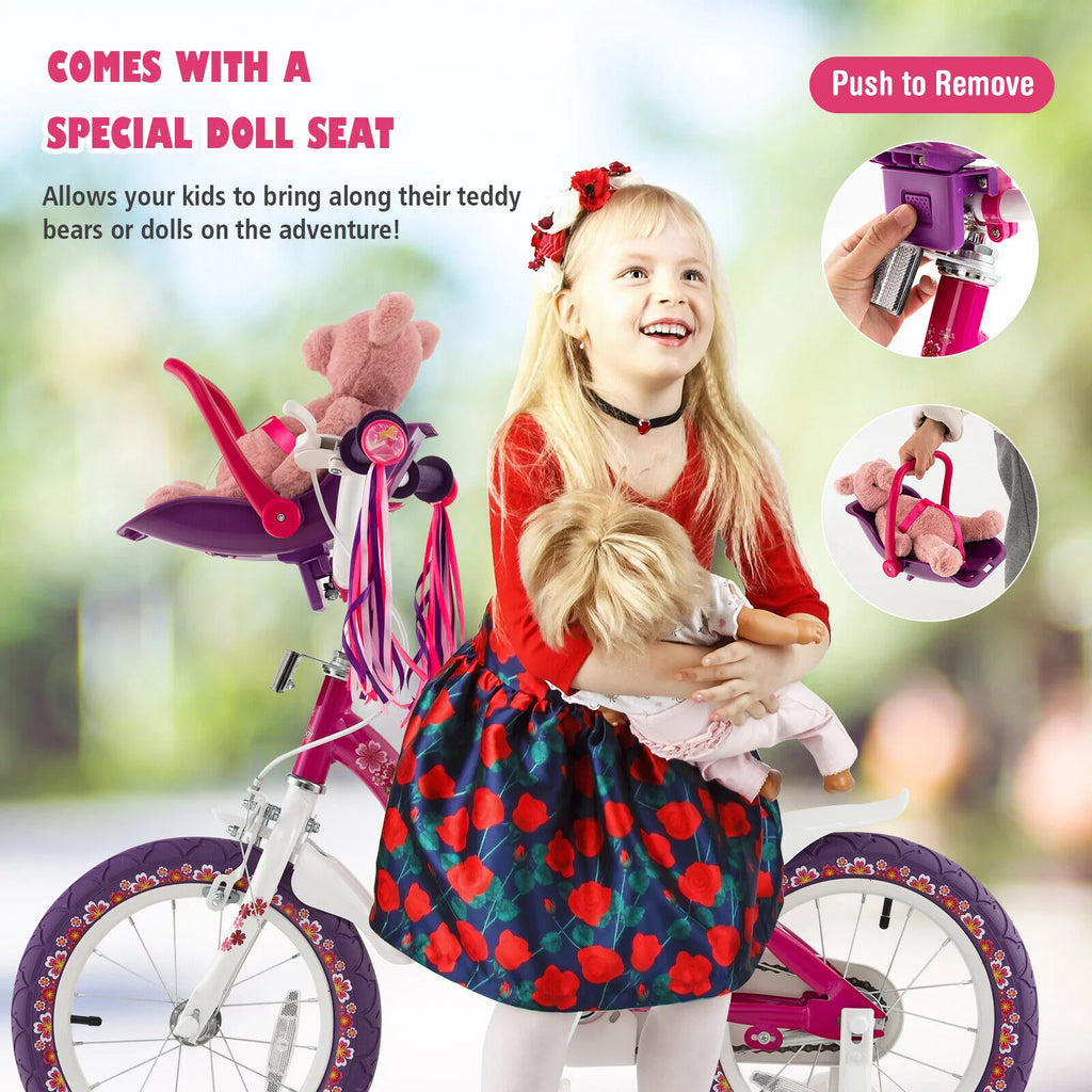 Pink & Purple 16 Kids Bike with Training Wheels X4421