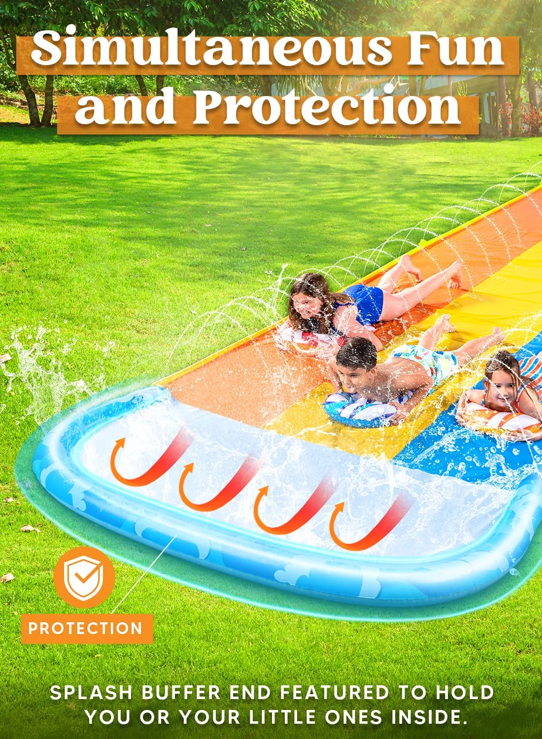 22.5ft Triple Water Slide and 3 Boogie Boards P6553