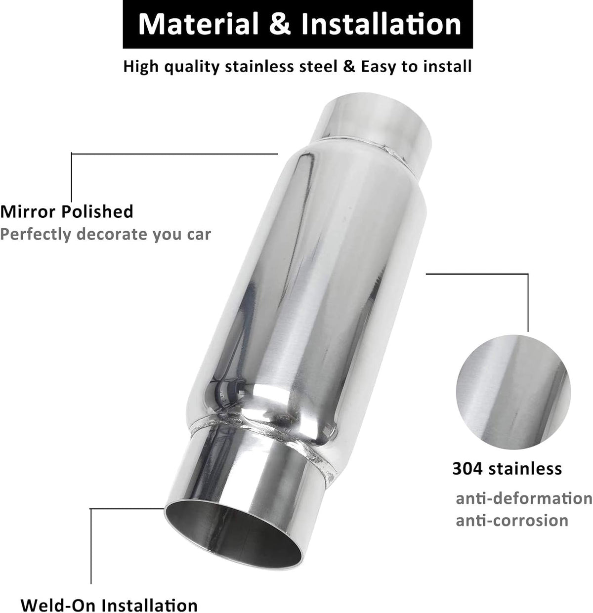 3 Inlet 3 Outlet Stainless Steel Exhaust Muffler Resonator G2436