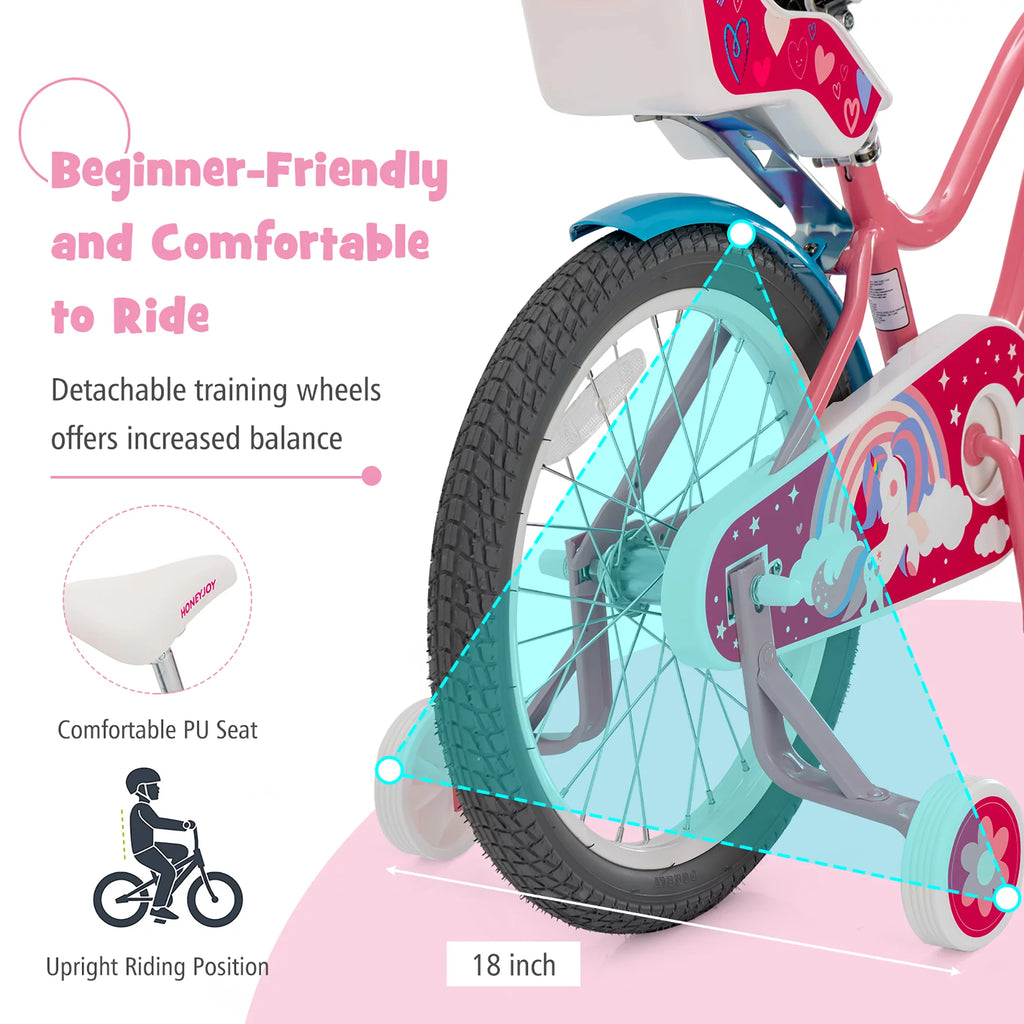 18 Inches Kids Bicycle with Training Wheels & Basket L90680