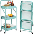 3-Tier Foldable Metal Rolling Cart with Wheels R4567