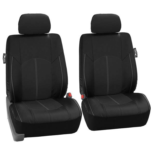 Black Perforated Leatherette Full Set Car Seat Covers D124