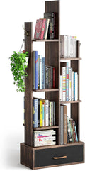 Rustic Brown Wood Bookshelf with Drawer L425849