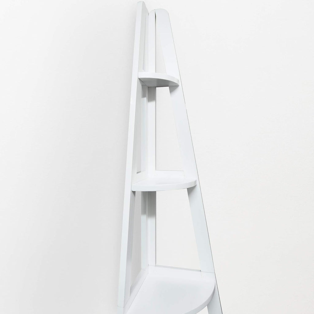 White 5-Shelf Corner Ladder Bookcase Q54632