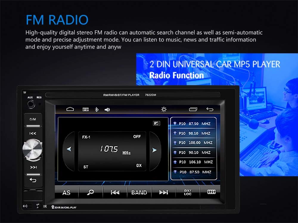 6.2 Inch Touch Screen Double Din Car Radio with Bluetooth and Backup Camera E561
