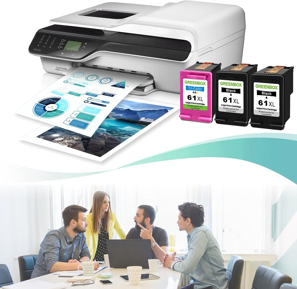 Remanufactured Ink Cartridge 61 Replacement 2 Black 1 Tri-Color R61050