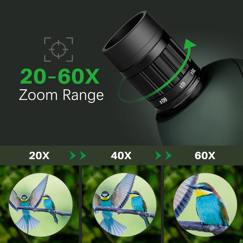 20-60x60 Spotting Scope with Carrying Case, Tripod and Smartphone Adapter M453