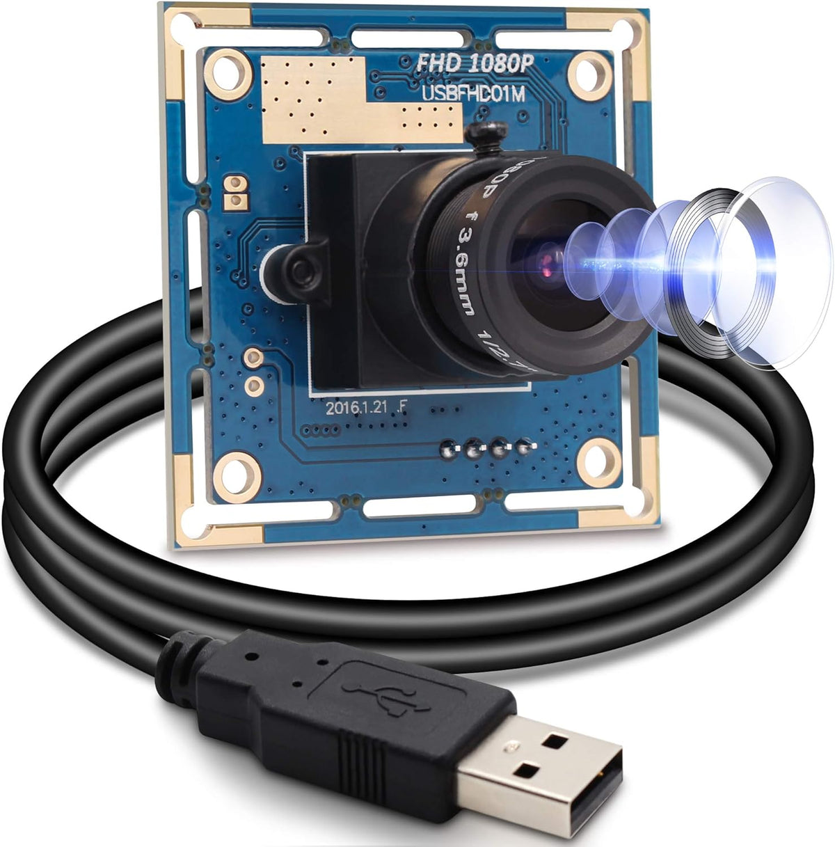 1080P Full HD USB Camera Module 2 Megapixel CMOS Board with 2.1mm Lens D78088