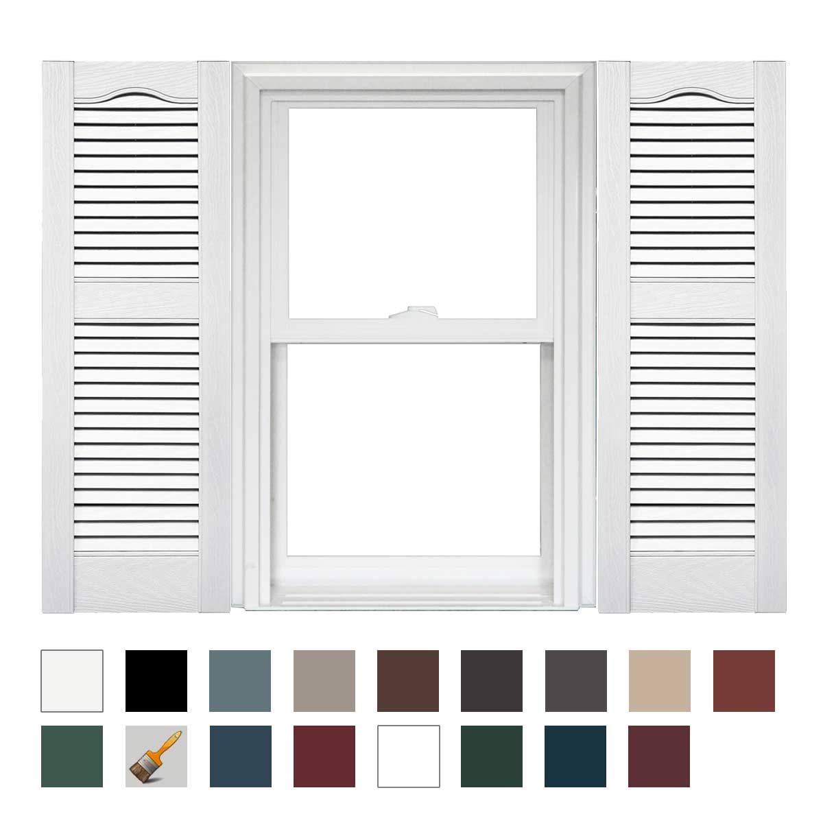 White Open Louver Vinyl Shutters 1 Pair 14.5 x 64 L8782