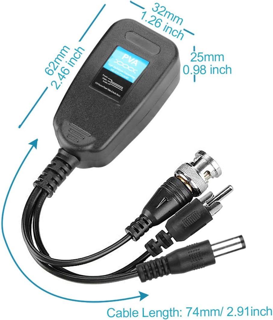 4 Pairs BNC to RJ45 Video Power Balun Adapter J111