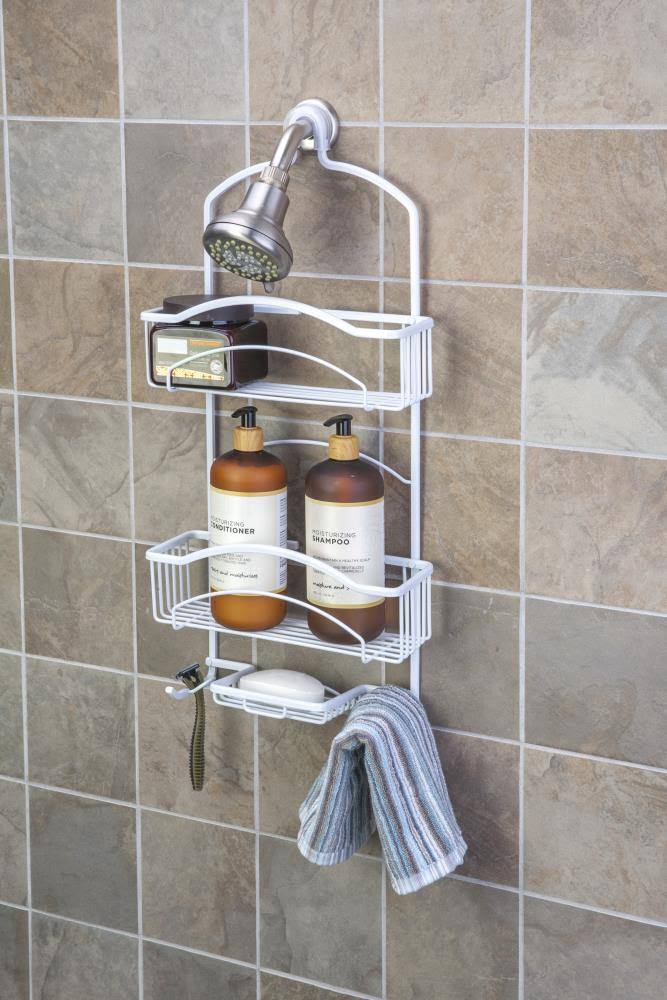 2 Shelf Aluminum White Shower Caddy I378