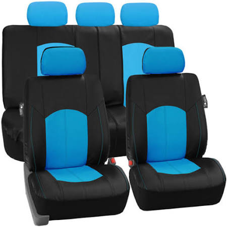 Black Perforated Leatherette Full Set Car Seat Covers D124