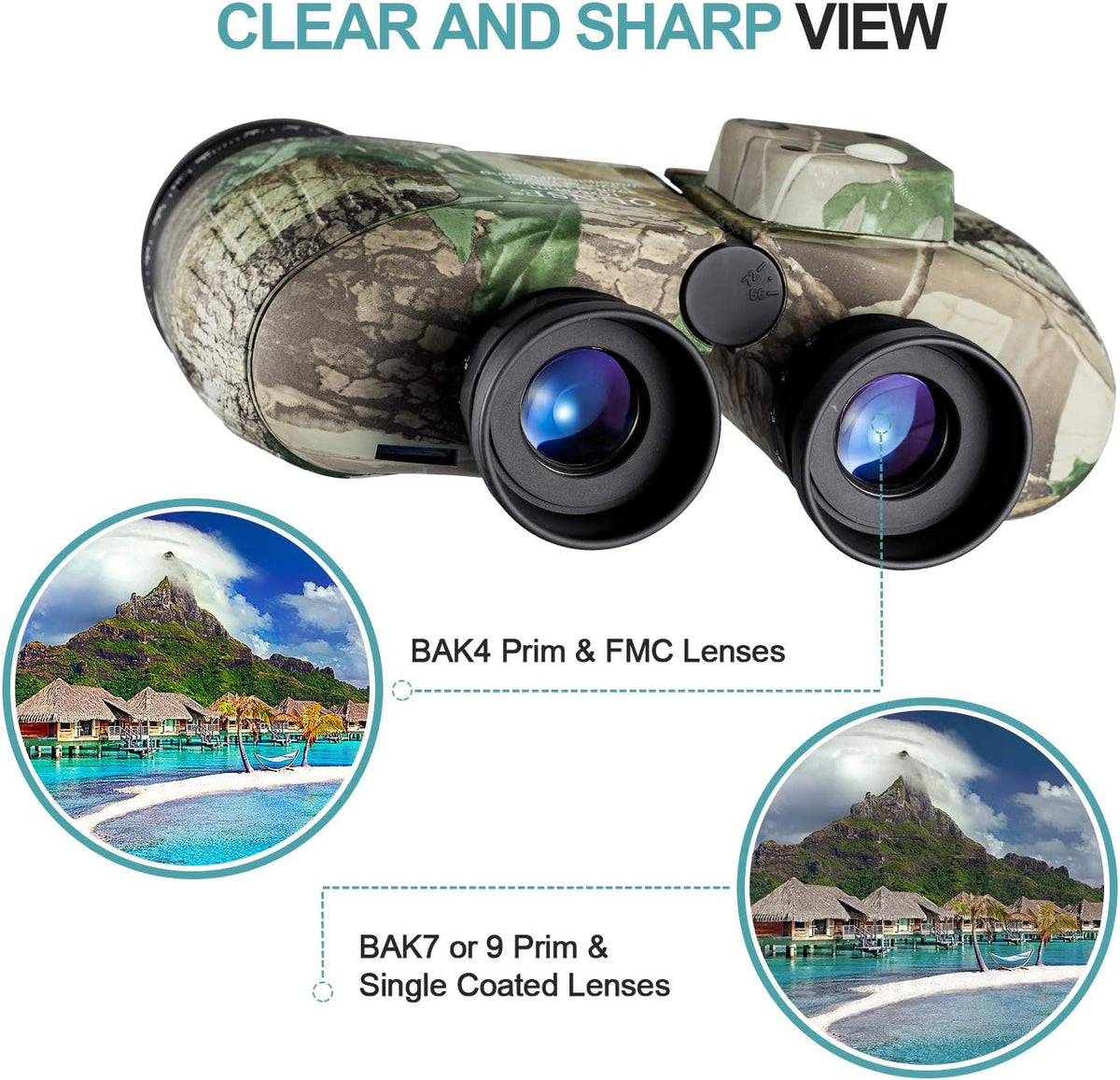 10x50 Camouflage Binoculars with Compass and Rangefinder A9385