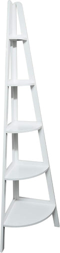 White 5-Shelf Corner Ladder Bookcase Q54632