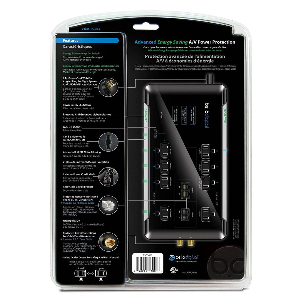 8 Outlet Energy Saving Surge Protector I4123