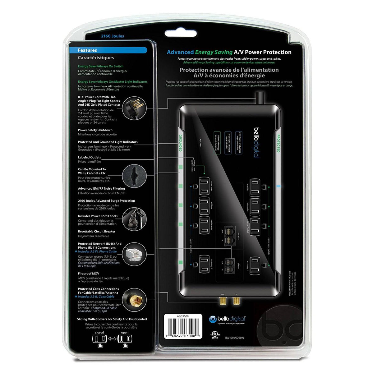 8 Outlet Energy Saving Surge Protector I4123