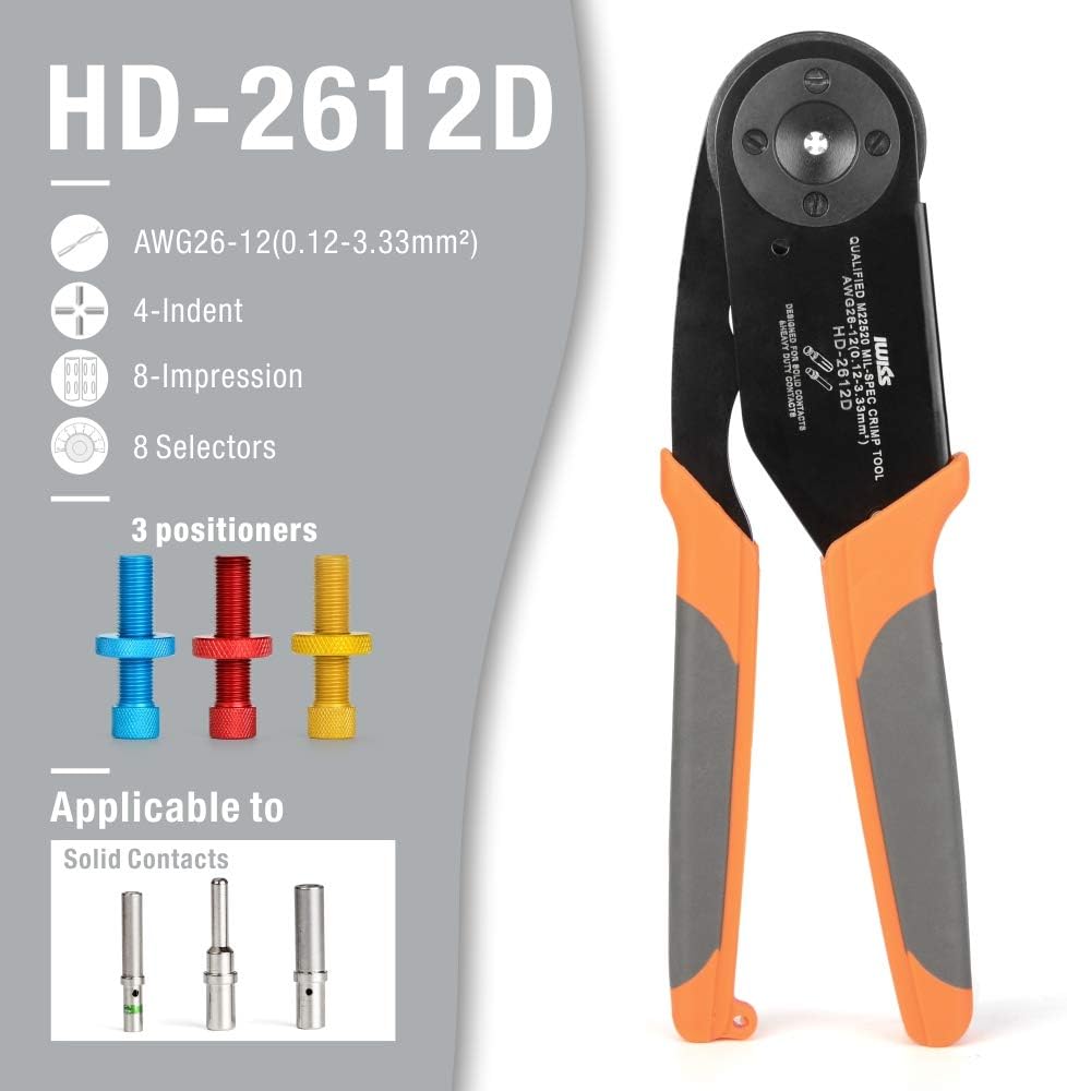 Deutsch Solid Contacts Crimping Tool AWG 26-12 Pack of 2 U1615