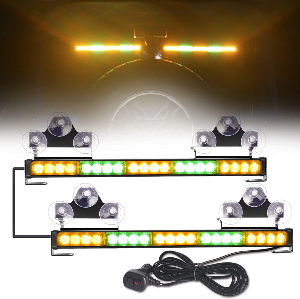 2 in 1 Emergency Flashing LED Traffic Advisor Strobe Light Bar Amber/White Q36165