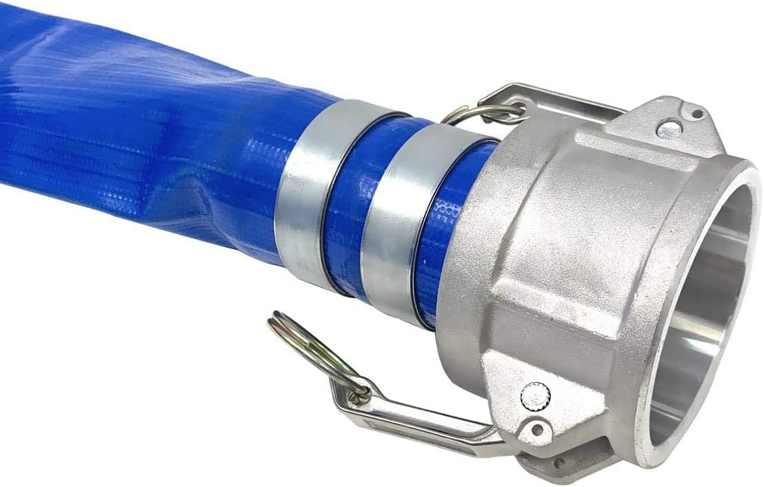 2 x 50' Blue Lay Flat PVC Hose Assembly with Aluminum Cam and Groove Fittings J4976