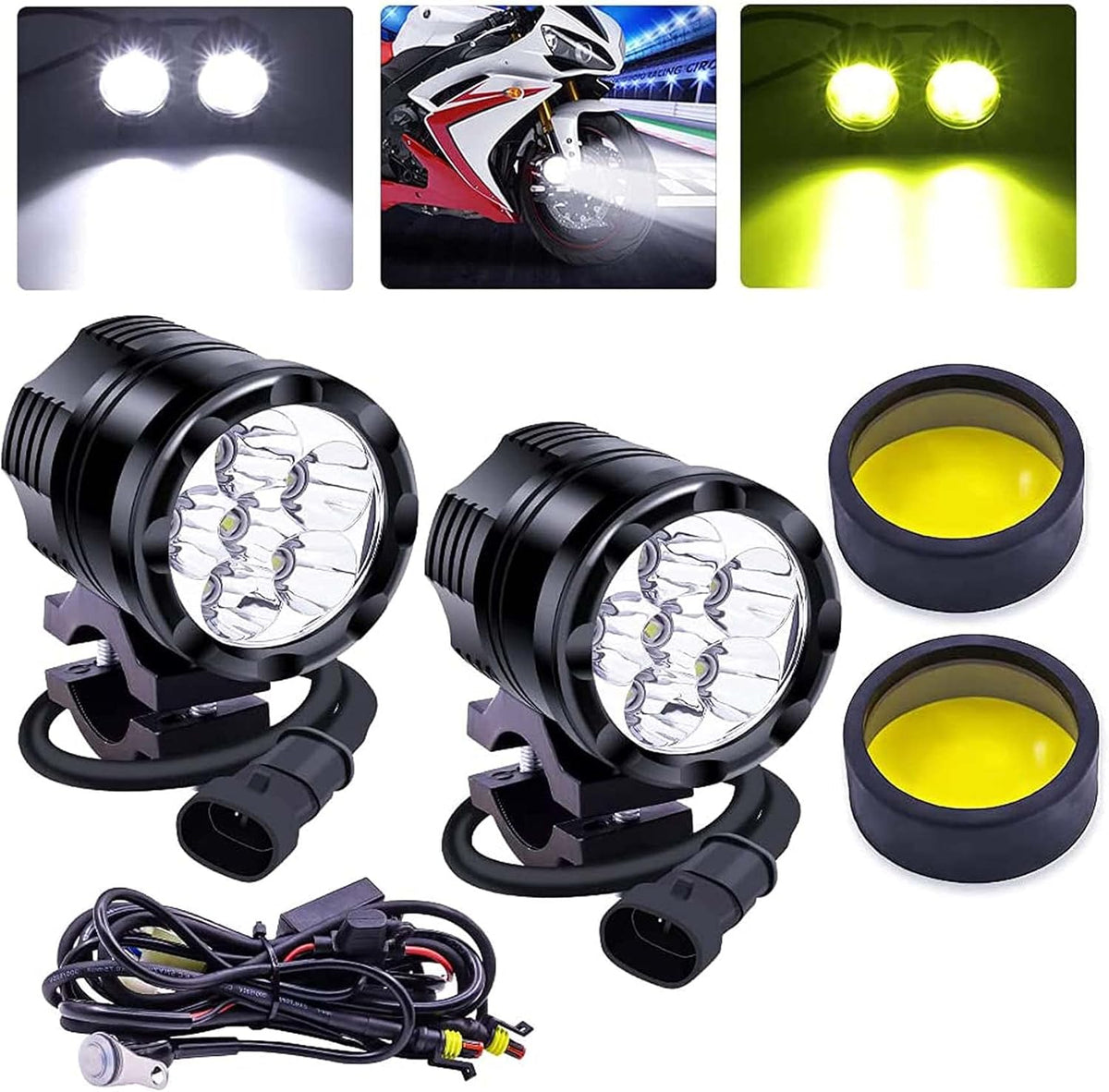 White/Yellow/Strobe 60W LED Motorcycle Spotlight K179