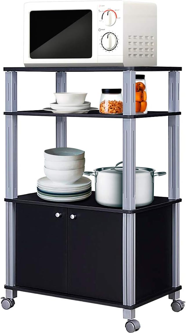 Rolling Kitchen Baker's Rack Microwave Oven Stand Utility Cart Black K22077