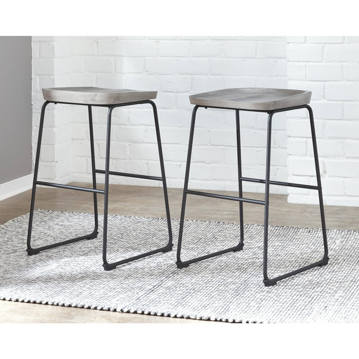 Tall Barstool Set of 2 Gray/Black F8242