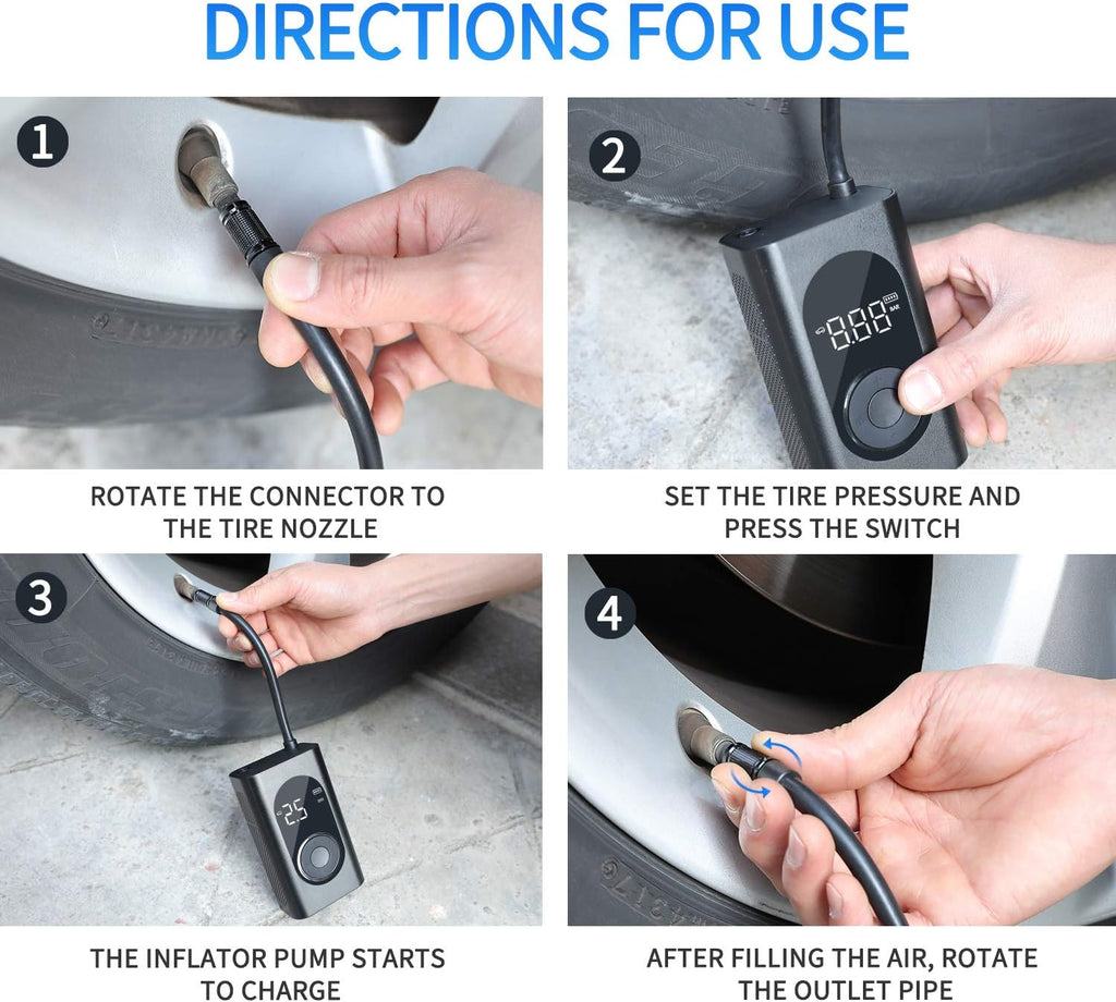 Portable 150PSI Cordless Tire Inflator with LCD Digital Pressure Gauge F501274