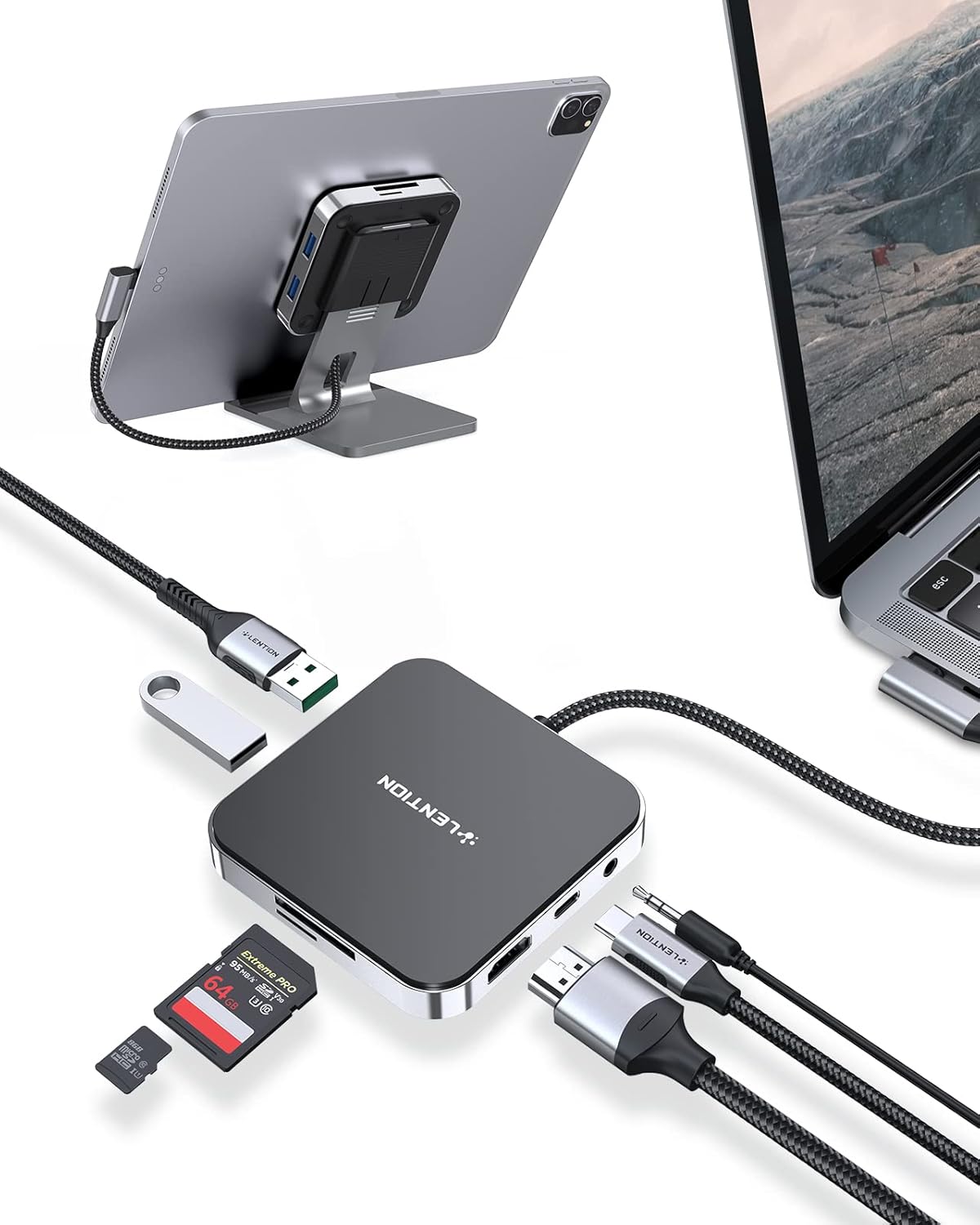 USB C Hub with 4K HDMI, SD Card Reader, USB 3.0 & 60W PD, Black A581