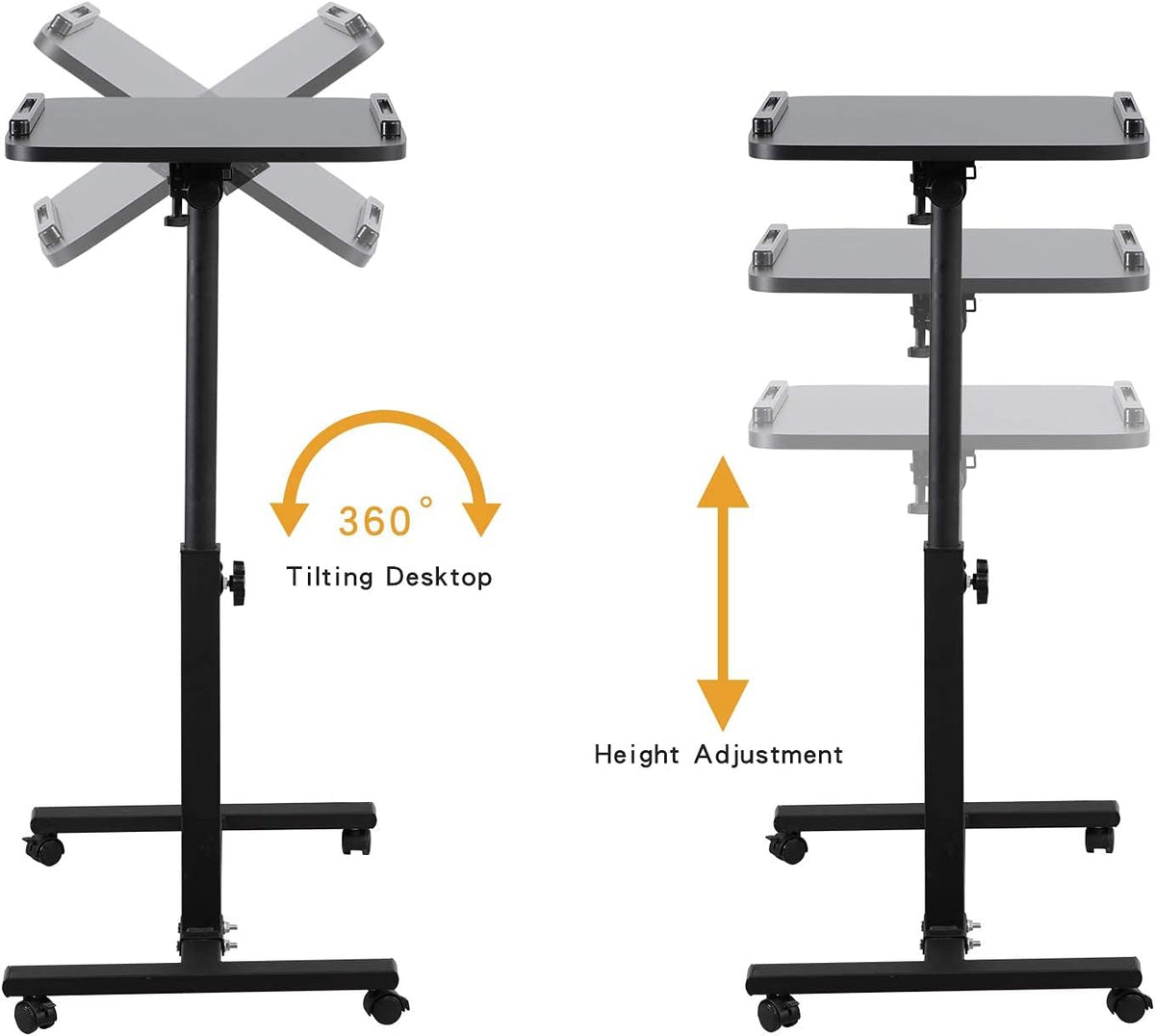 Adjustable Overbed Bedside Table with Wheels S49580