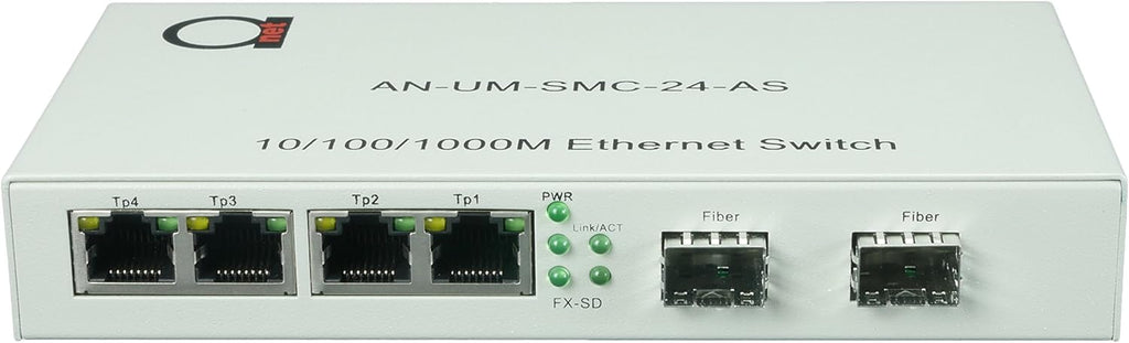 2 x Open SFP Slot + 4 x UTP Cat5e/Cat6 Gigabit Ethernet Fiber Media Converter I127