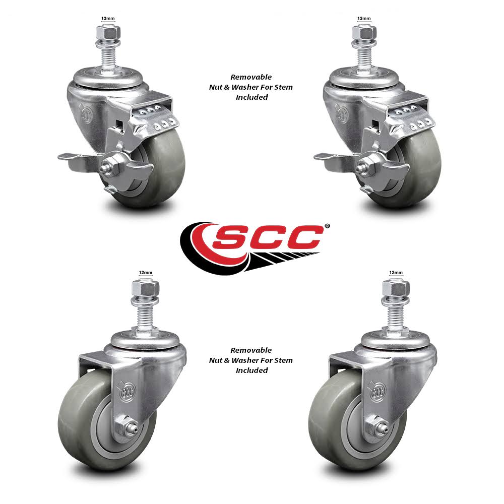 Caster Set 4 with Gray Wheels and 12mm Stems L775