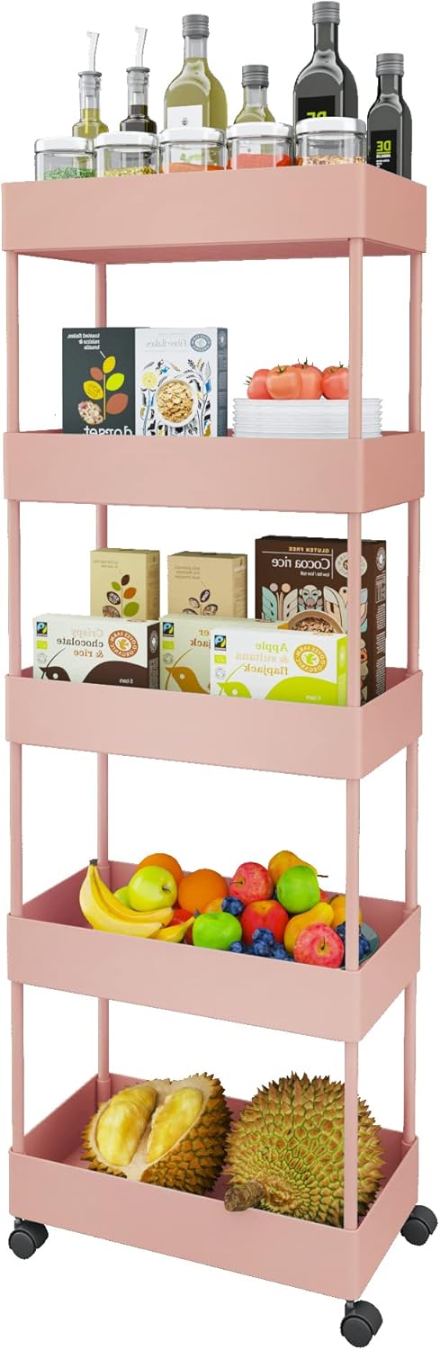 5 Tier Rolling Storage Cart with Wheels T3626