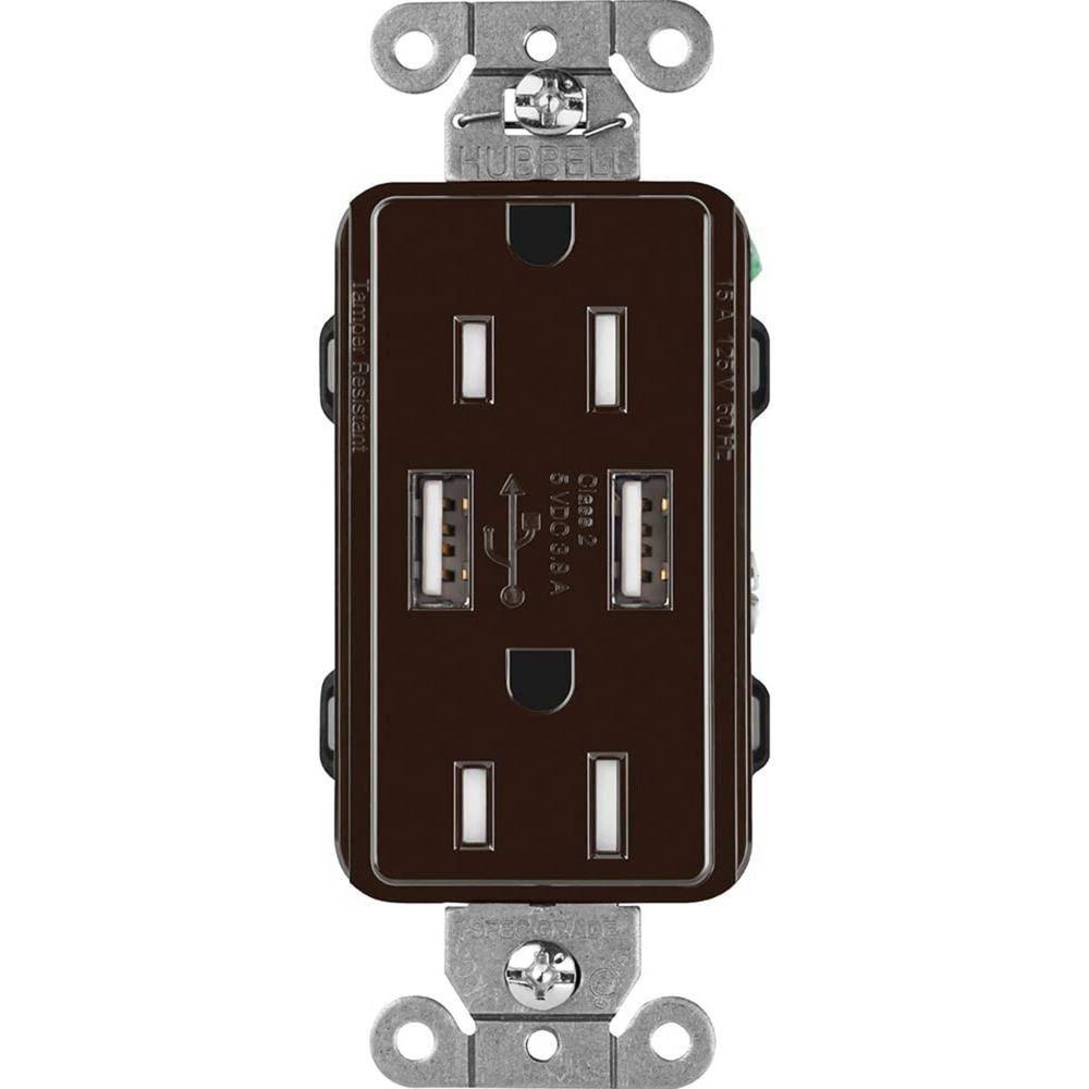 Brown Tamper Resistant Receptacle S8732