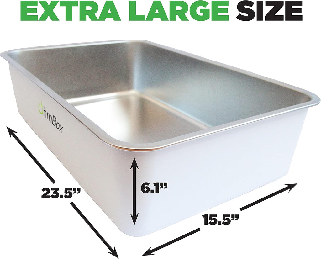 Stainless Steel Cat Litter Box Extra Large White R618