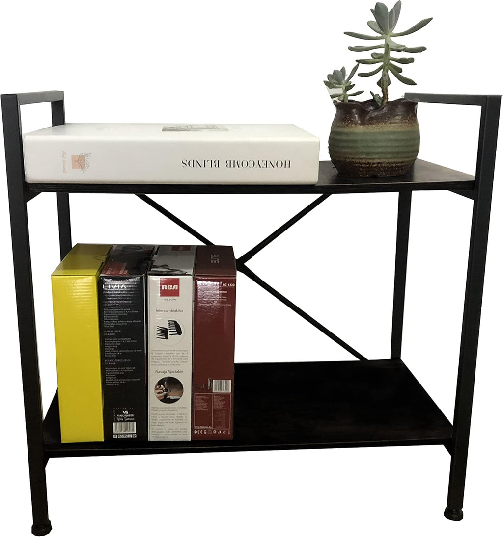 2 Tier Small Wood and Metal Bookcase J8066