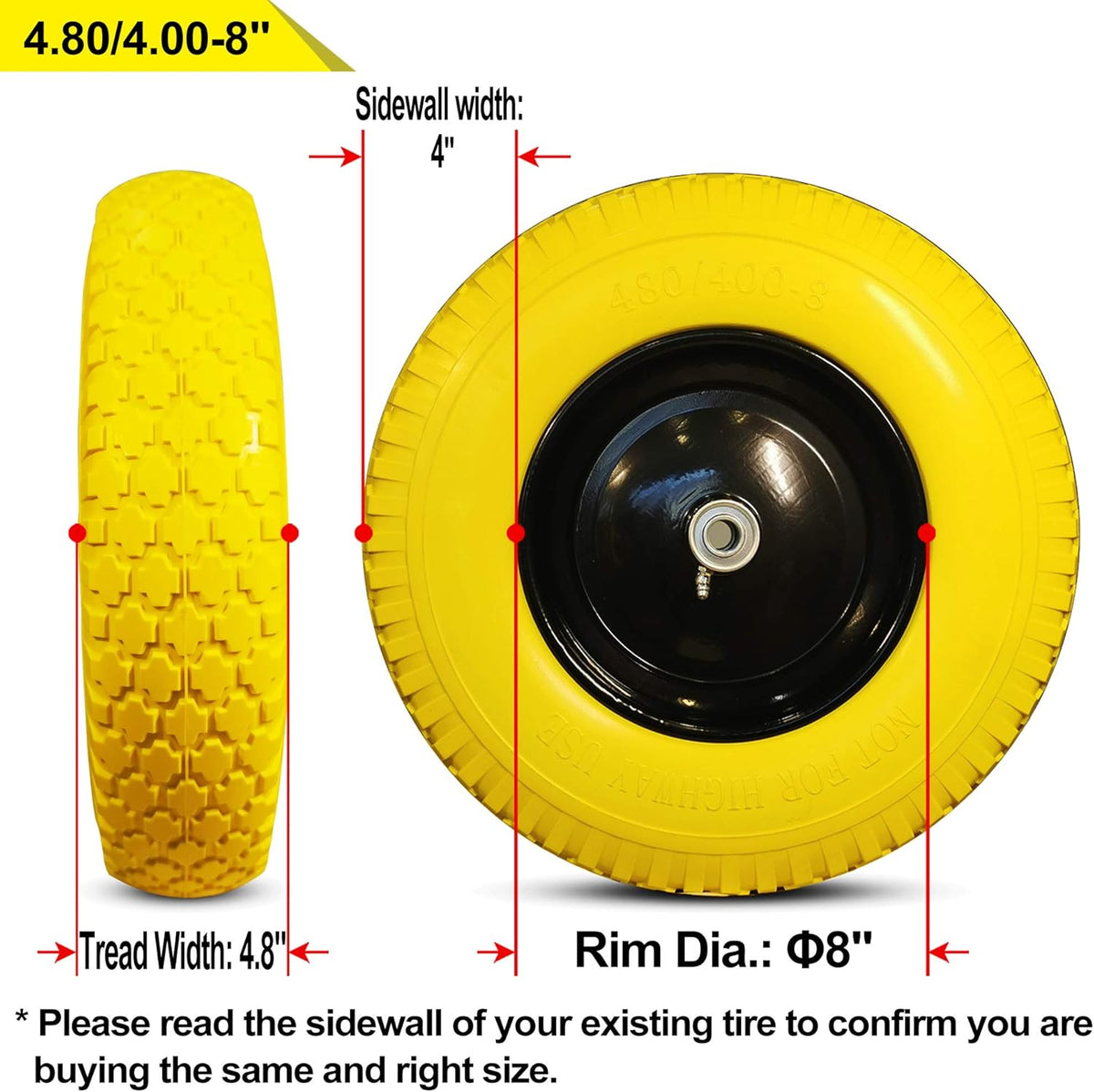 Flat Free Polyurethane Sawtooth Tires with Steel Rim B826014