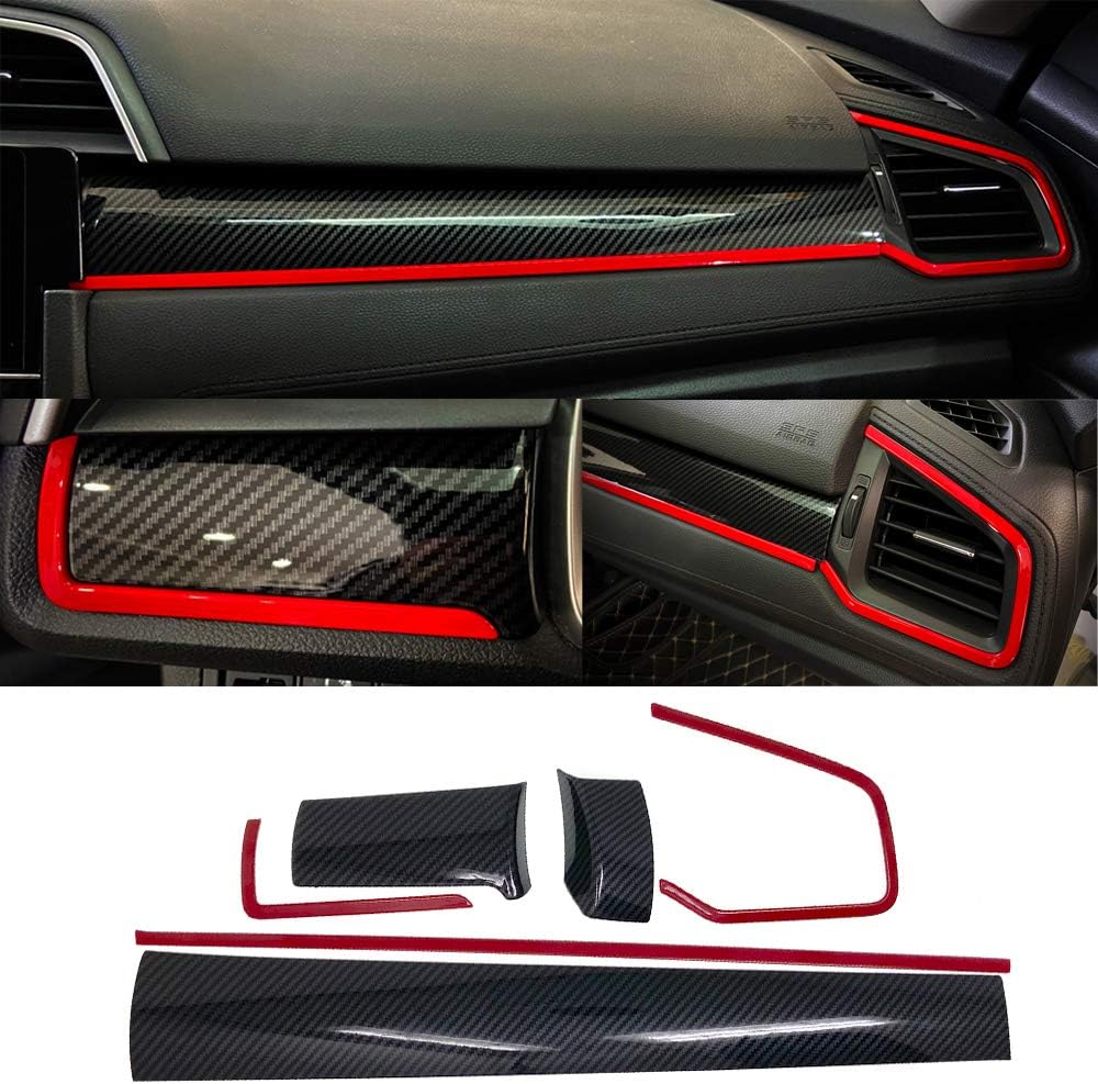 Carbon Fiber Grain Interior Dashboard Cover Trim Panel K2421
