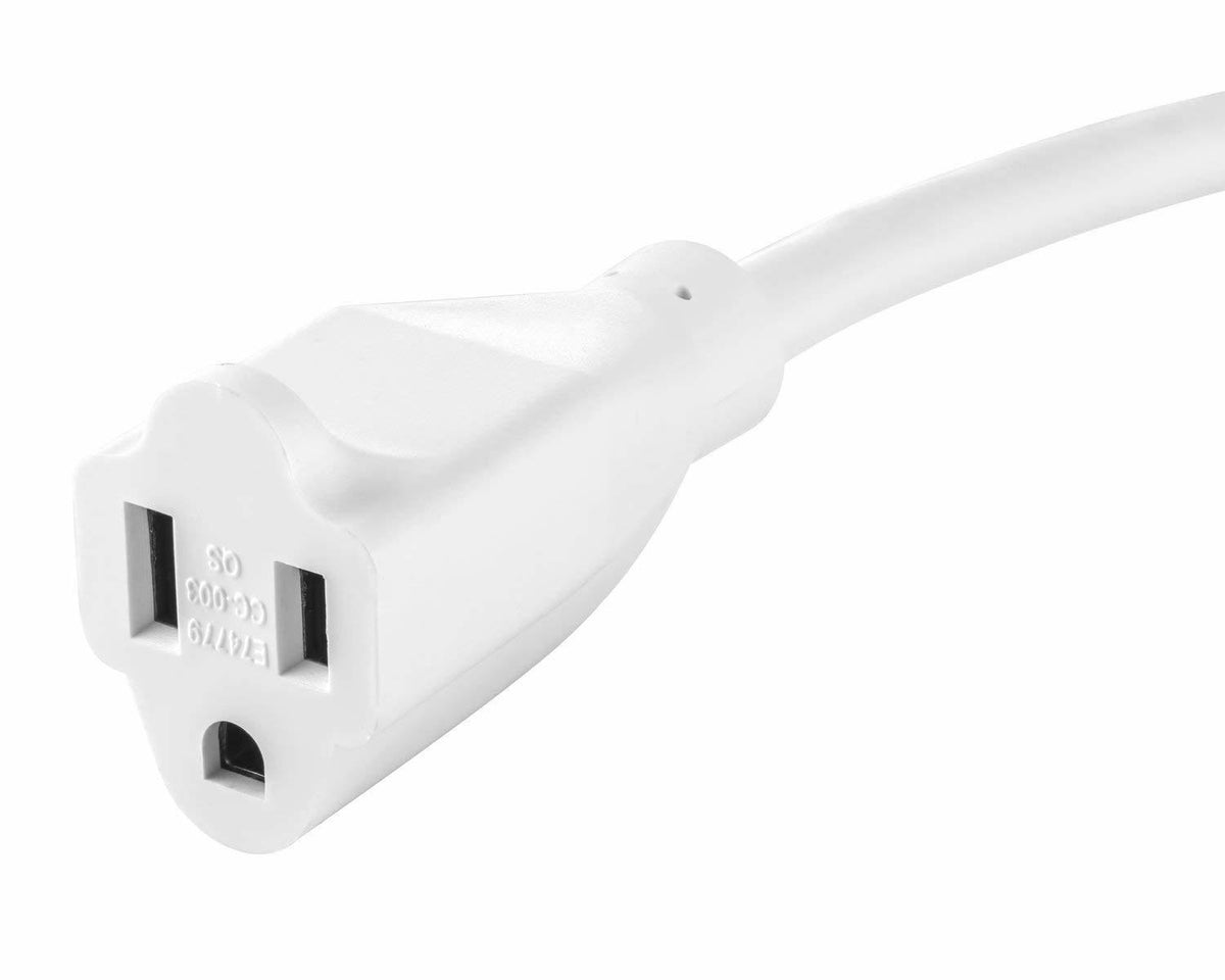 6-Inch 360° Rotating Flat Plug Extension Cord, 3 Prong, 3 Pack, White I158