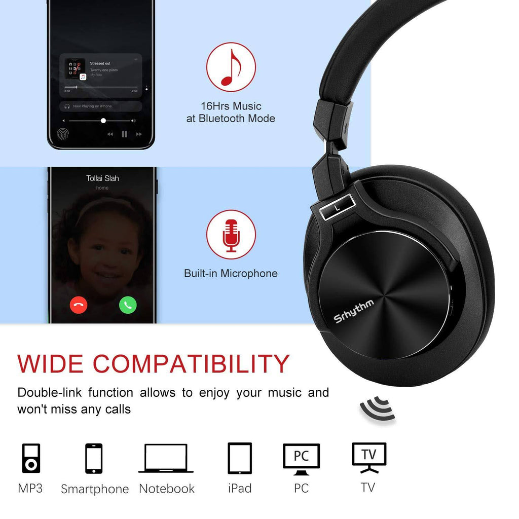 Active Noise Cancelling Bluetooth Headphones with Microphone D176