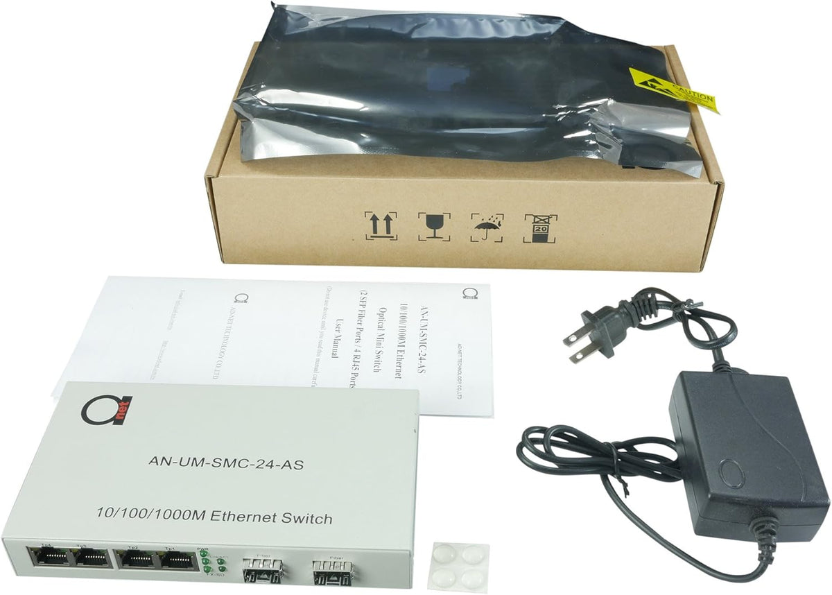 2 x Open SFP Slot + 4 x UTP Cat5e/Cat6 Gigabit Ethernet Fiber Media Converter I127