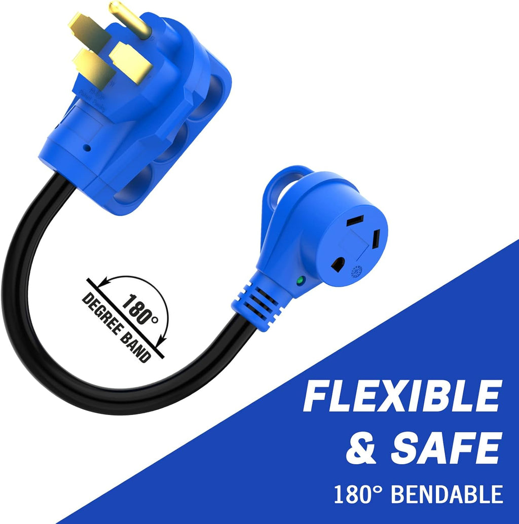 50 Amp to 30 Amp RV Adapter with Grip Handle, LED Indicator, 12 Inch O746515