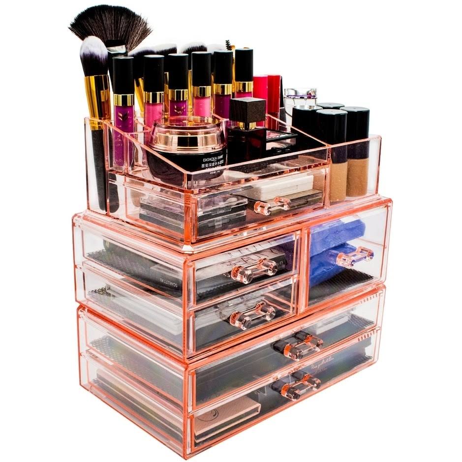 Makeup Storage Case Set Large Display Pink R78632