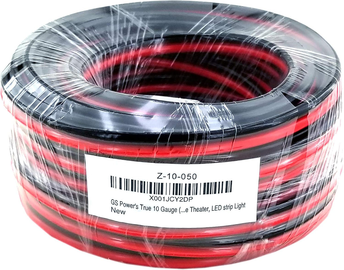 10 AWG 50 Feet Stranded Oxygen Free Copper Red/Black Bonded Zip Cord Cable X951005