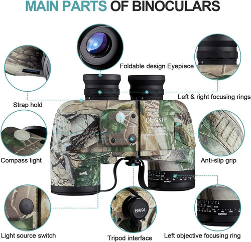 10x50 Camouflage Binoculars with Compass and Rangefinder A9385