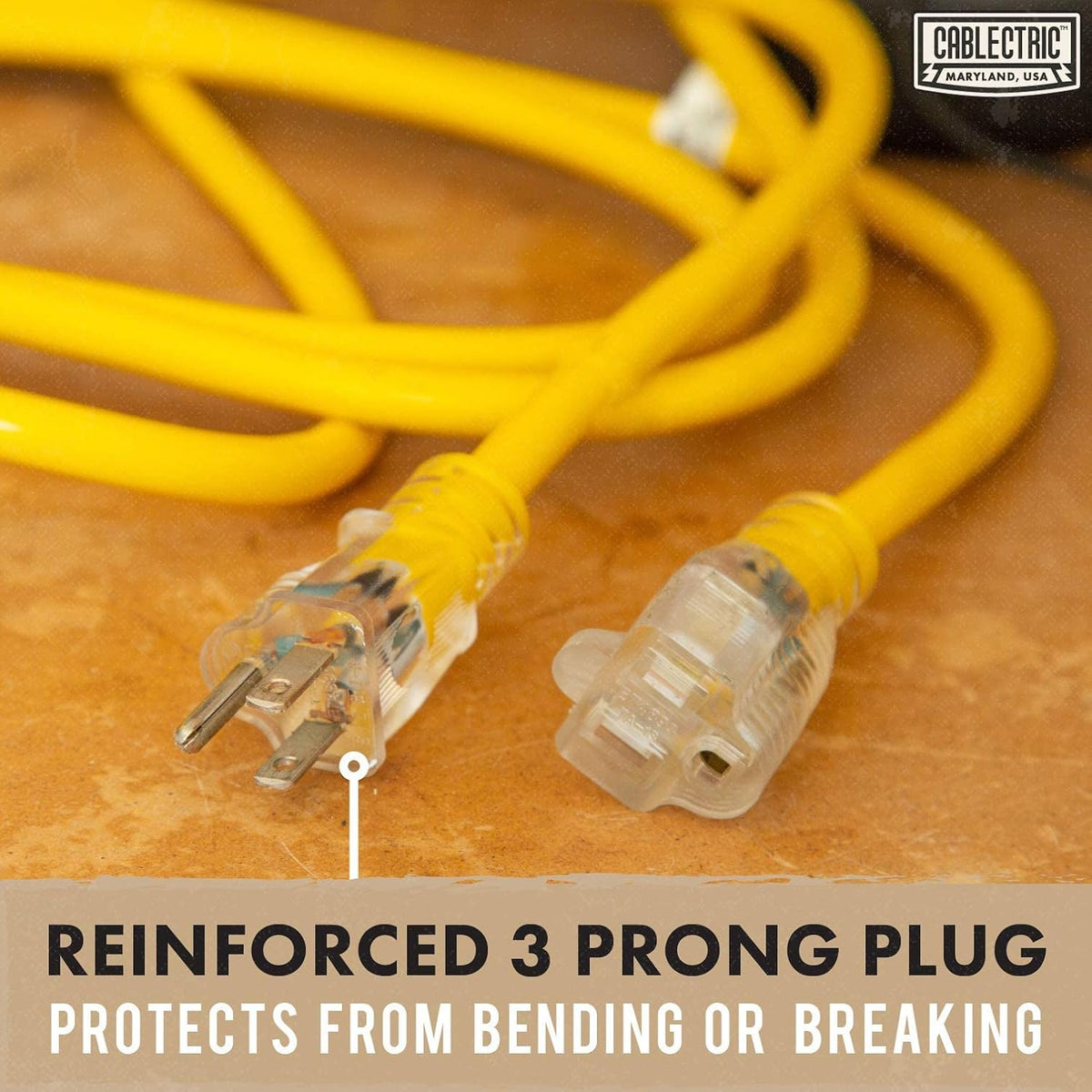 100 Ft 12 Gauge Heavy Duty Yellow Extension Cord S455