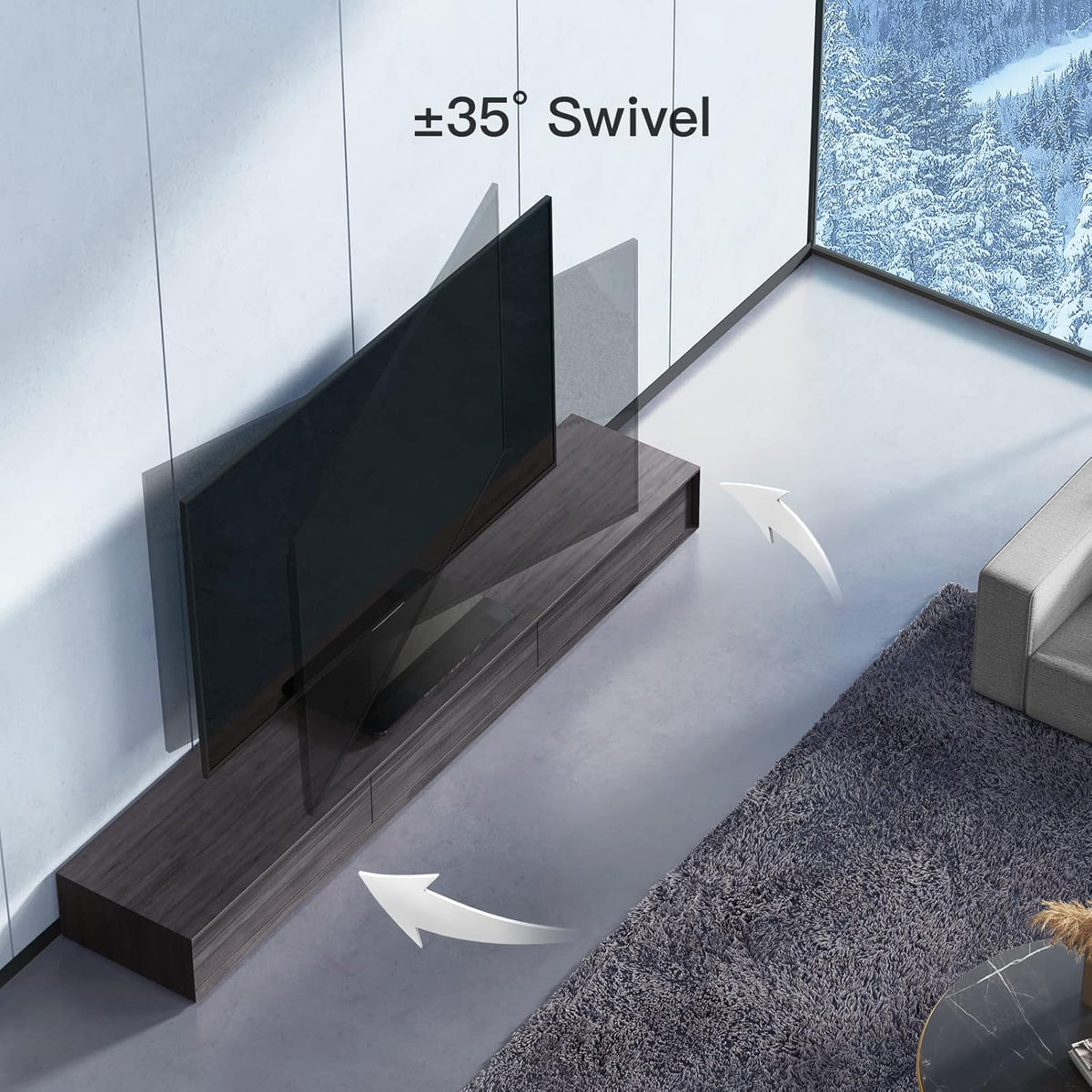 Swivel TV Stand for 32 to 70 inch Flat Screen TVs Height Adjustable Q96233