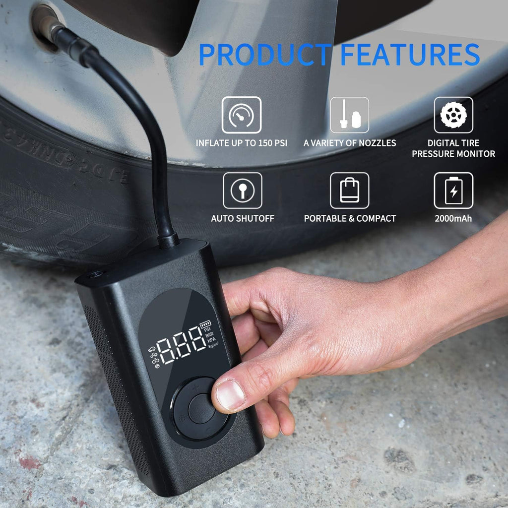 Portable 150PSI Cordless Tire Inflator with LCD Digital Pressure Gauge F501274