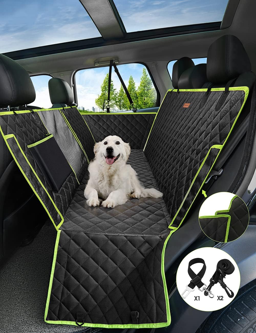 4-in-1 Waterproof Scratchproof Dog Car Seat Cover with Mesh Window S291659