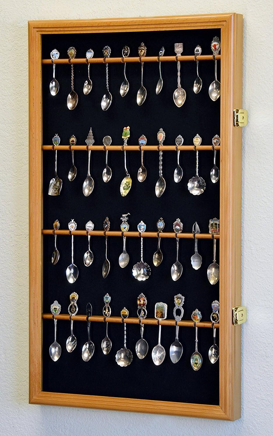 Oak Wall Mount Spoon Display Case Cabinet S294553